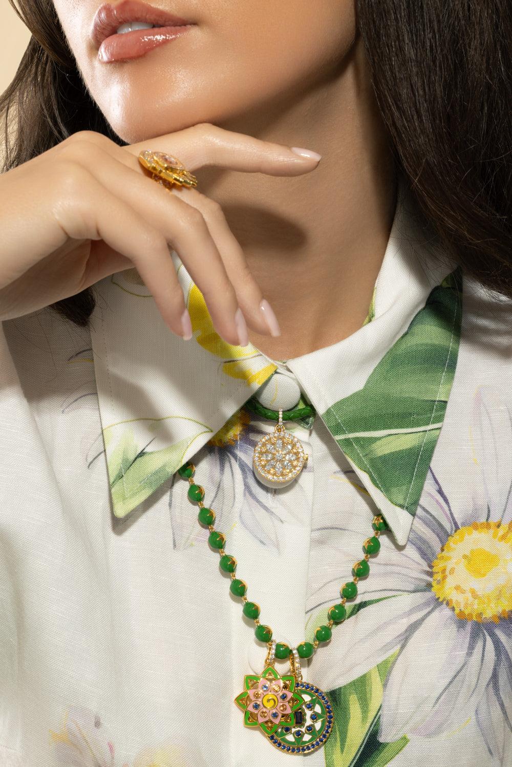 Kelly Greenn Enamel Star Necklace-YELLOW GOLD-22-JEWELRYFINE JEWELNECKLACE O-BUDDHA MAMA