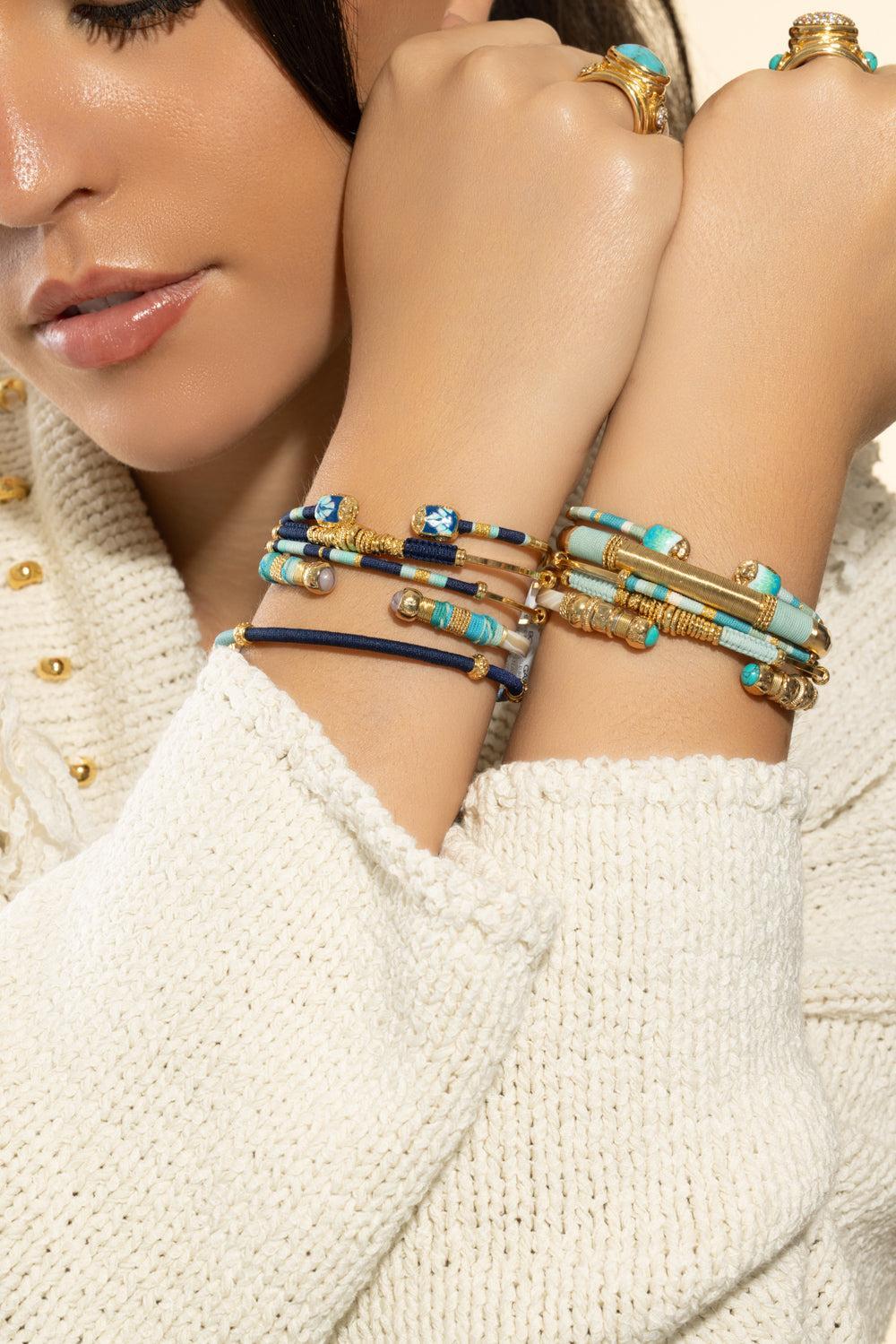 Navy Cream Blue Green Zanzifull Bracelet-NAVY/CRM-JEWELRYBOUTIQUEBRACELET O-GAS BIJOUX