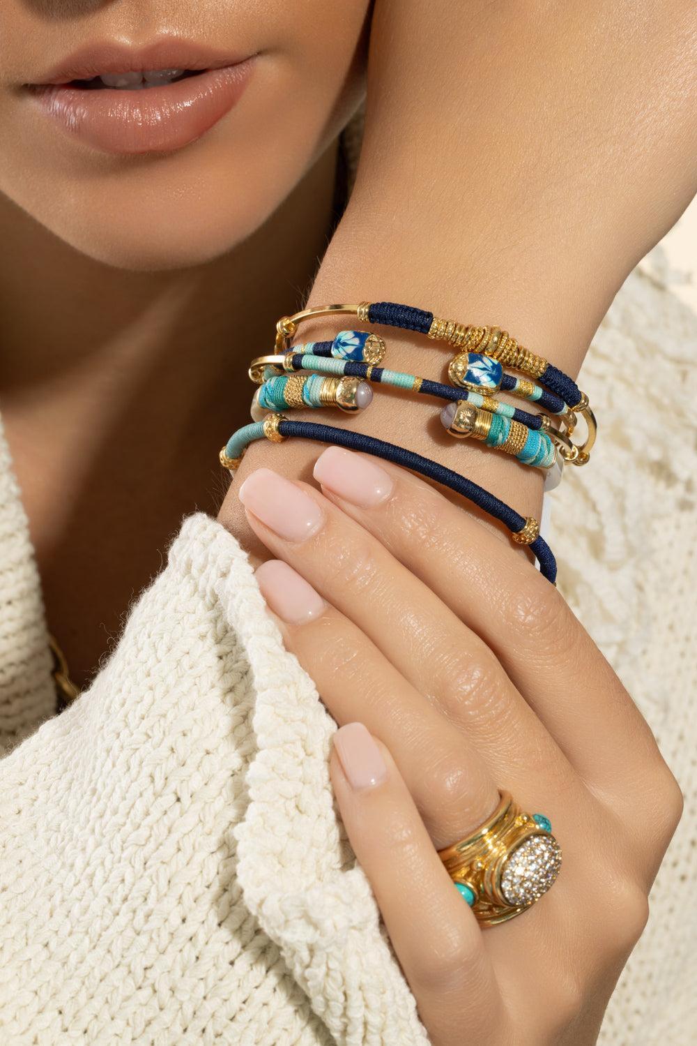 Navy Cream Blue Green Zanzifull Bracelet-NAVY/CRM-JEWELRYBOUTIQUEBRACELET O-GAS BIJOUX
