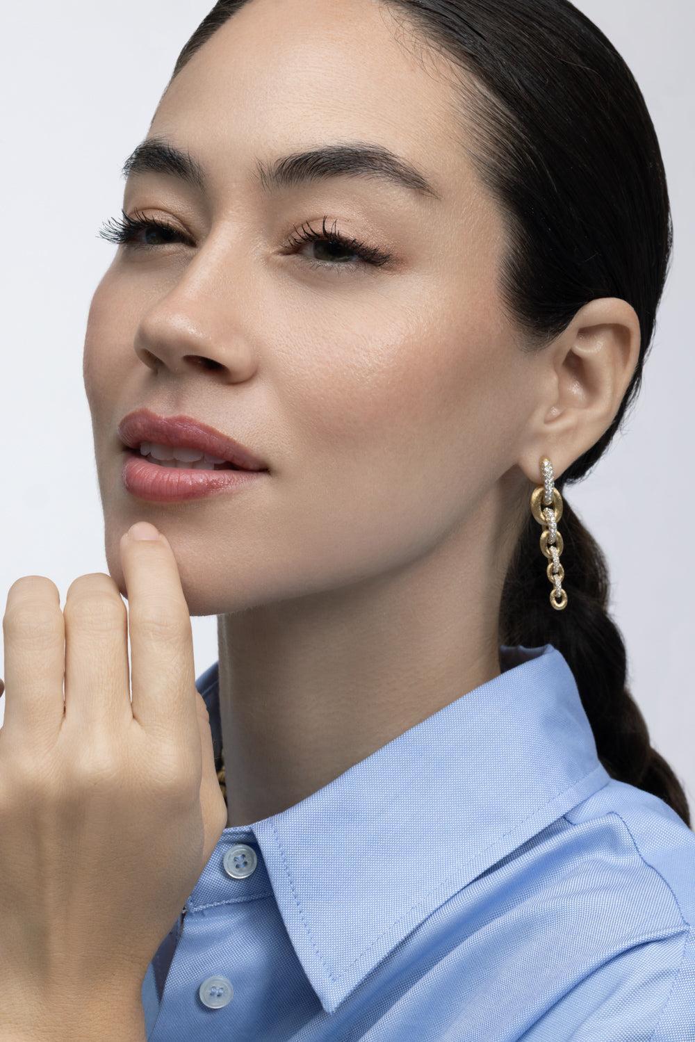 Diamond Libera Aura Four Link Drop Eearrings-YLWGGOLD-JEWELRYFINE JEWELEARRING-NANIS