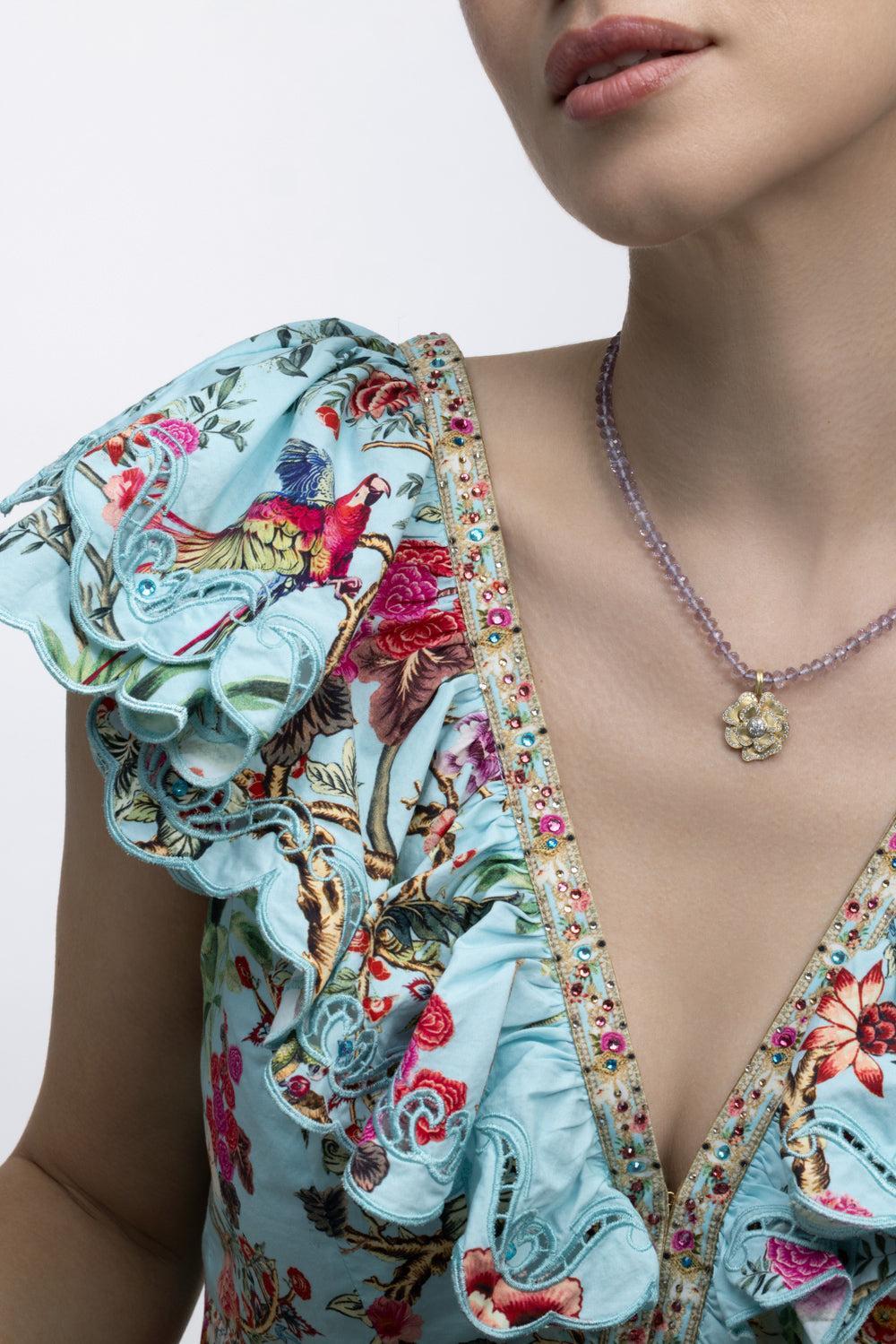  Amethyst Rose Of France Beaded Candy Necklace-YELLOW GOLD-16-JEWELRYFINE JEWELNECKLACE O-IRENE NEUWIRTH JEWELRY 