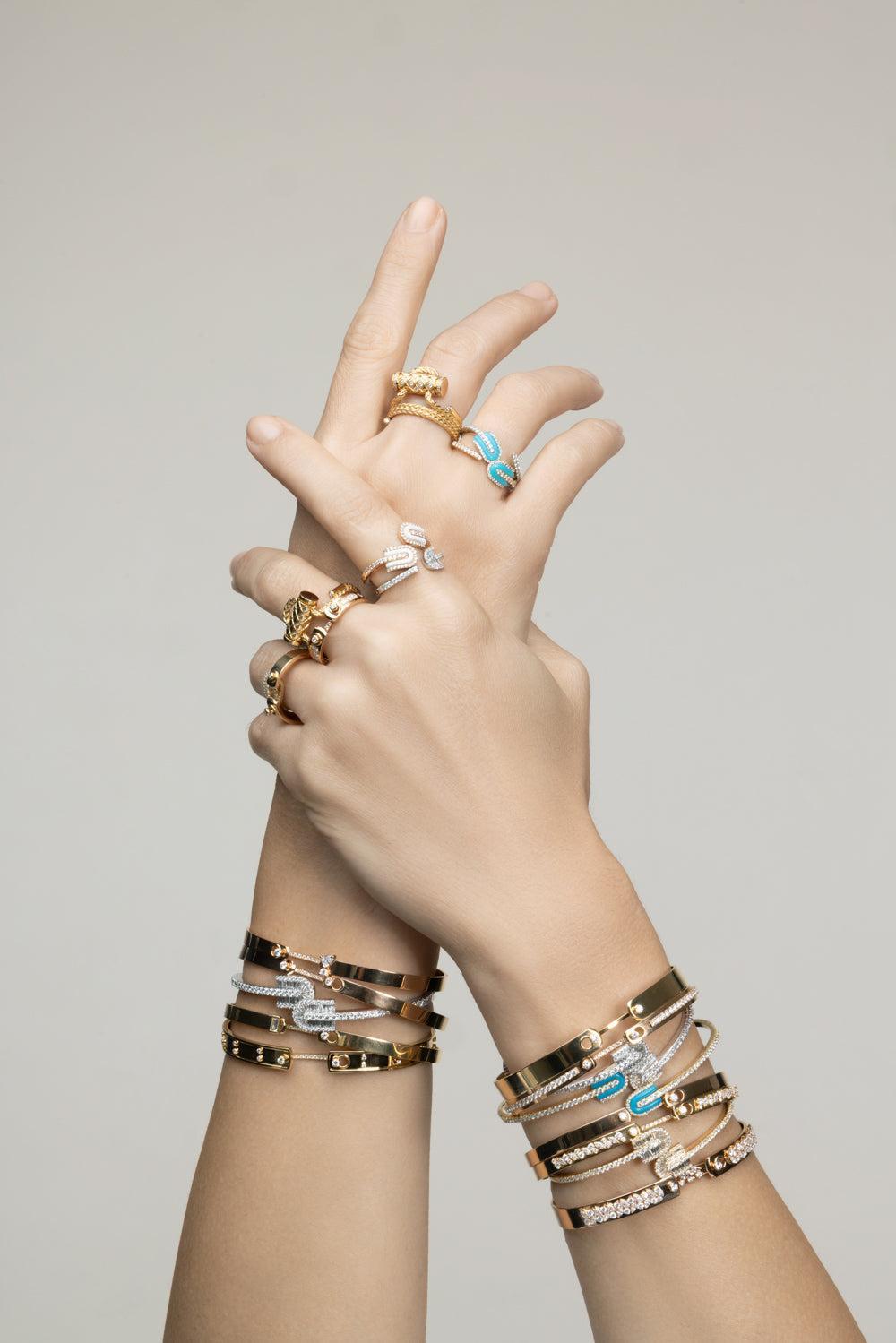  Diamond Baguette U Duo Maxi Bangle Bracelet - White Gold-WHITE GOLD-JEWELRYFINE JEWELBRACELET O-U LOS ANGELES 