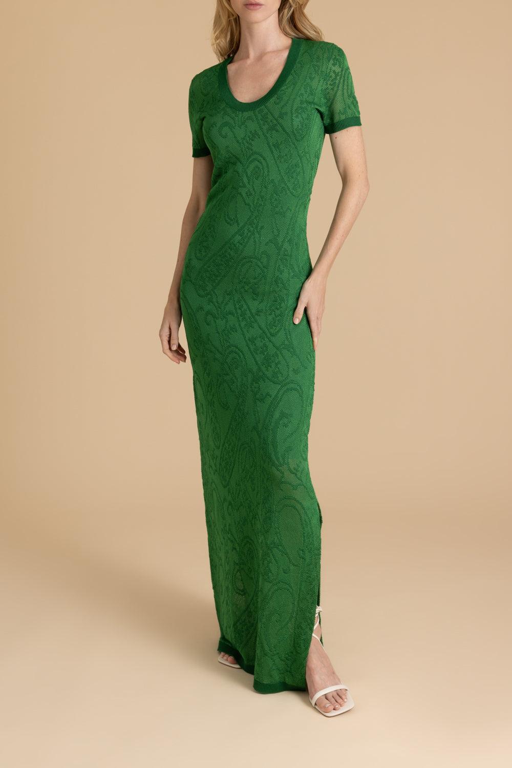 Short Sleeve Maxi Dress-GREEN-38-CLOTHINGDRESSCASUAL-ETRO