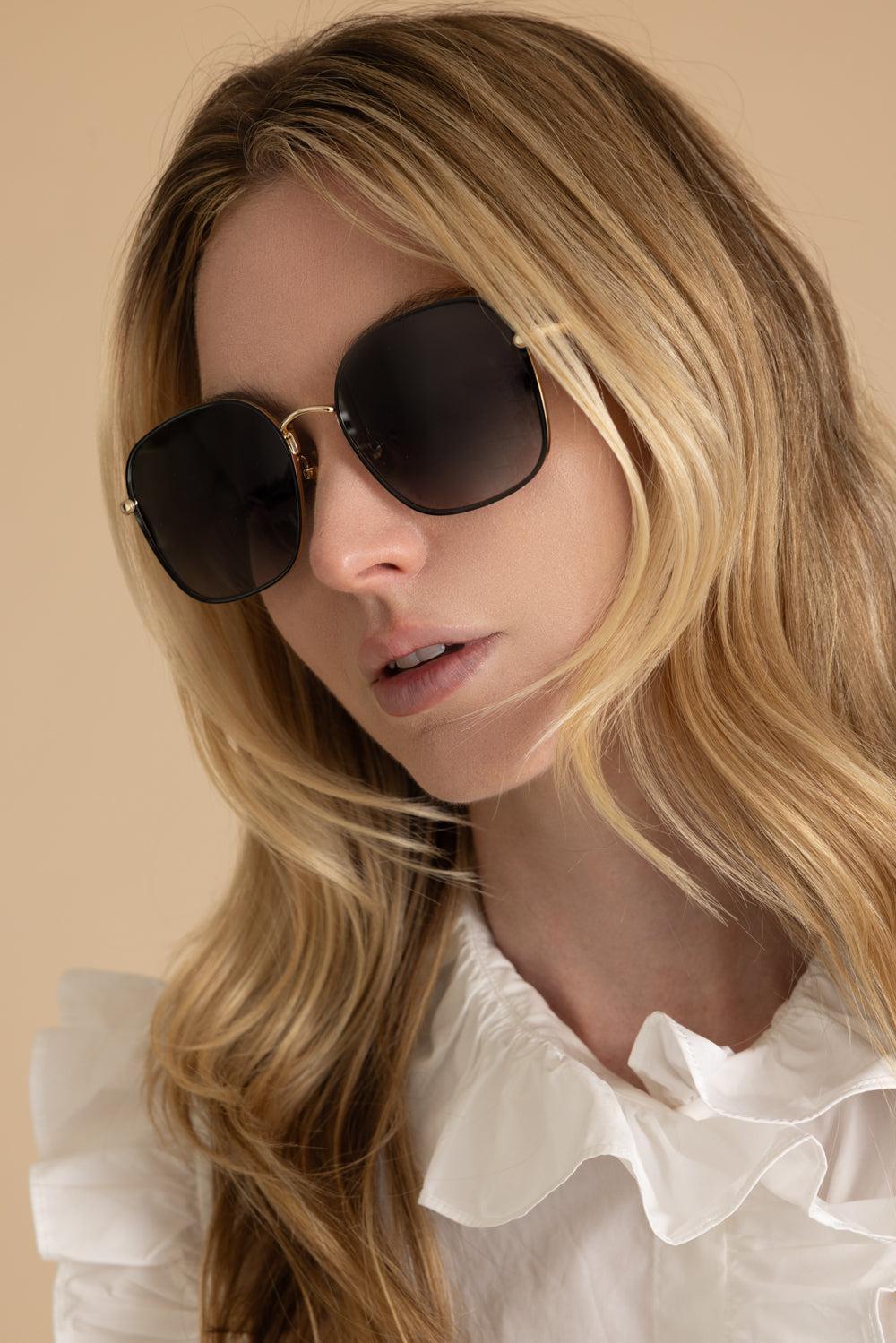 Square Rigid Sunglasses-GLDGDGRY-ACCESSORIESUNGLASSES-CHLOÉ