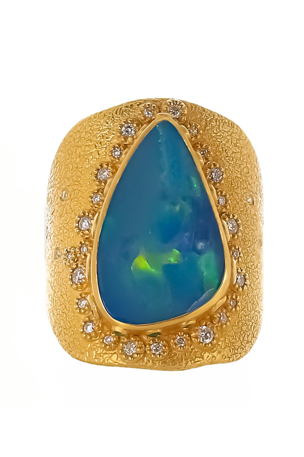 Opal Diamond Emerald Ring