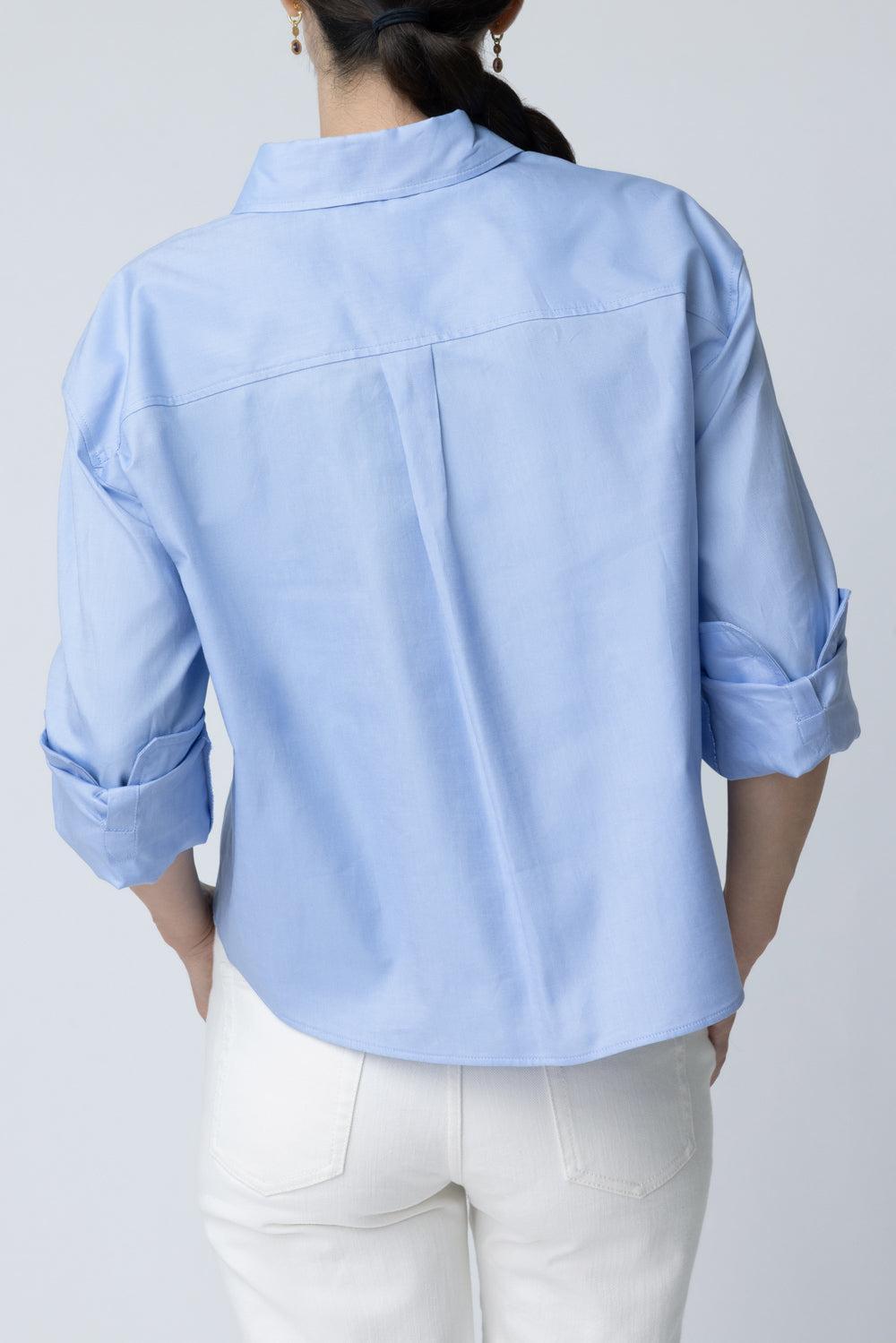 Button-Up Shirt-BLUE-2-CLOTHINGTOPBLOUSE-MAX MARA