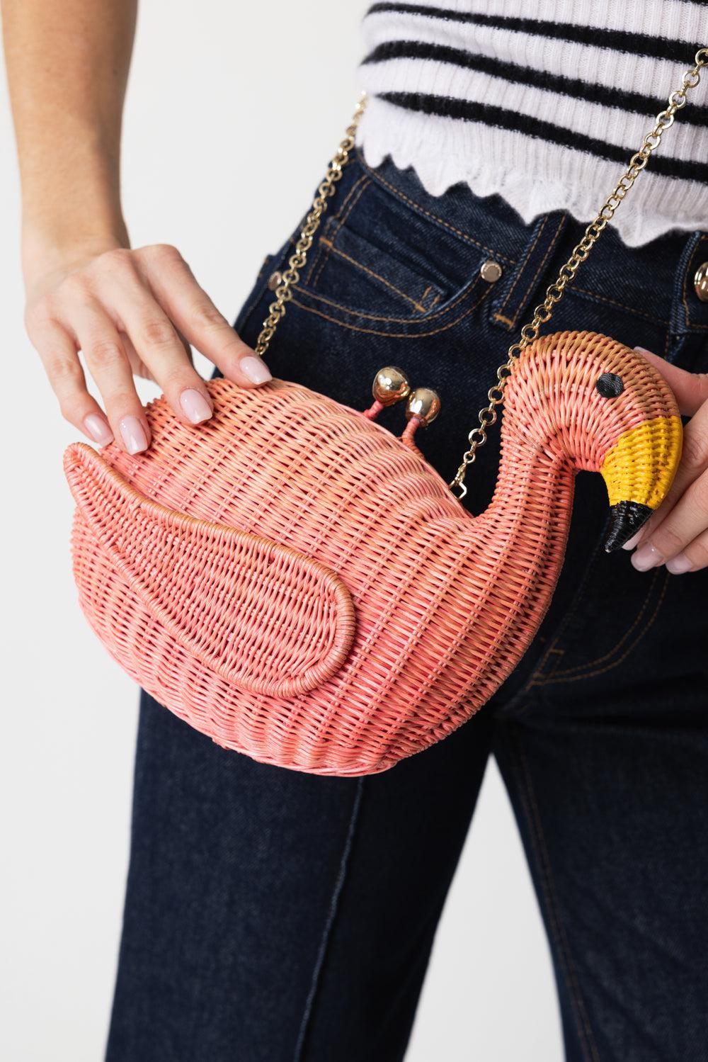 JUSTIN FLAMINGO CLUTCH-PINK-O/S-HANDBAGCLUTCHES-SERPUI