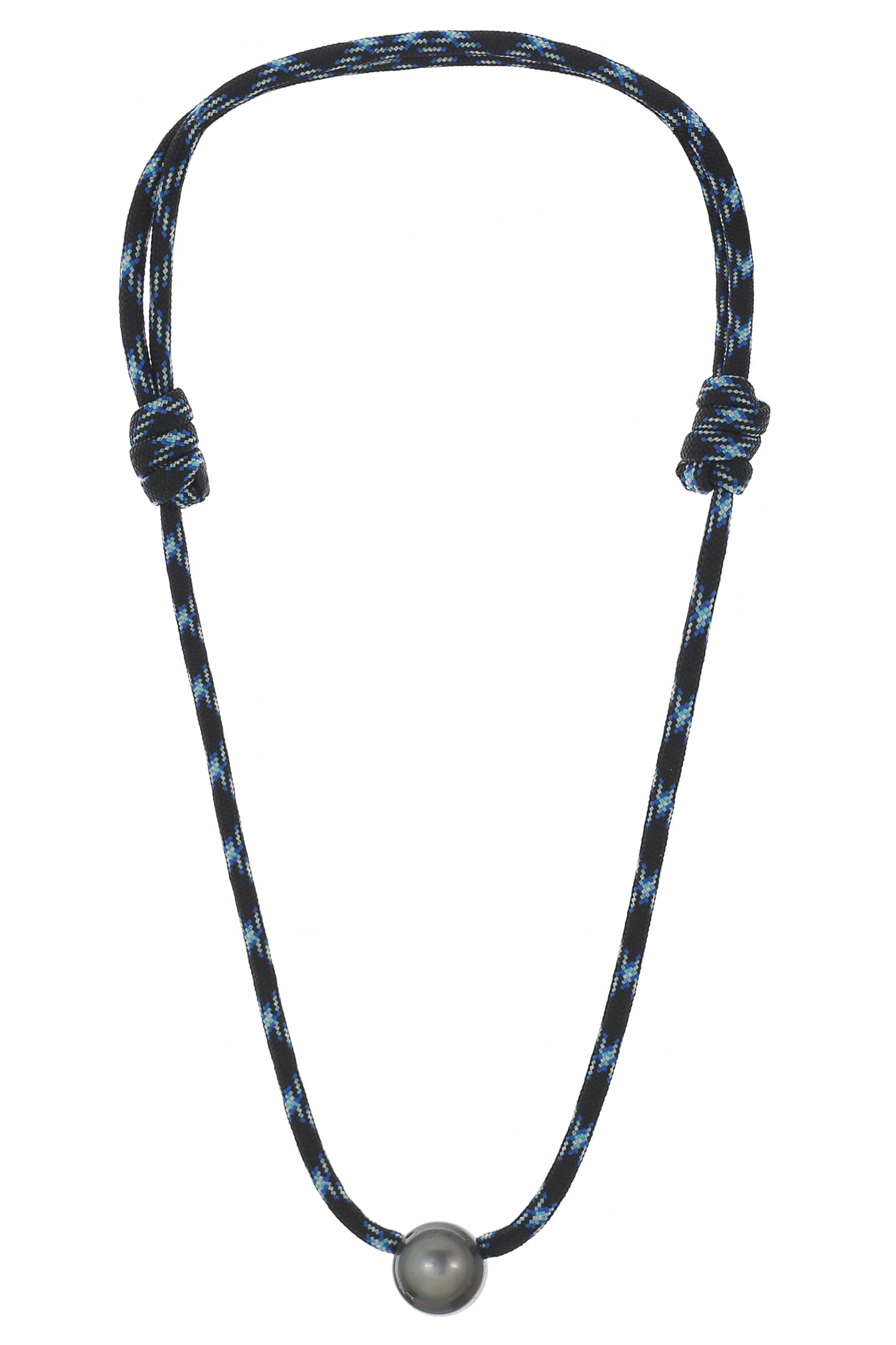 Gray Pearl Black Cord Necklace