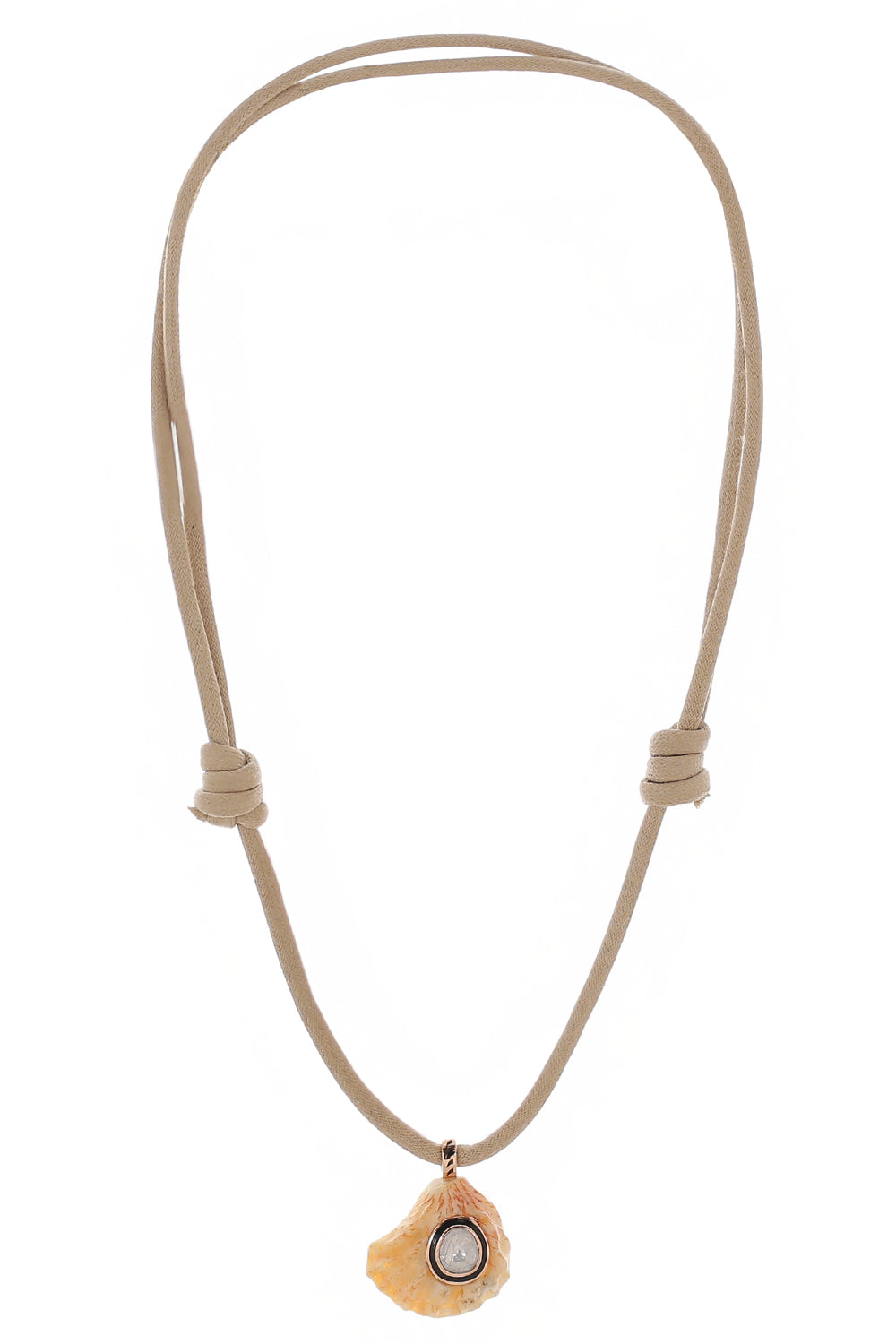 Diamond Cat Paw Shell Tan Necklace