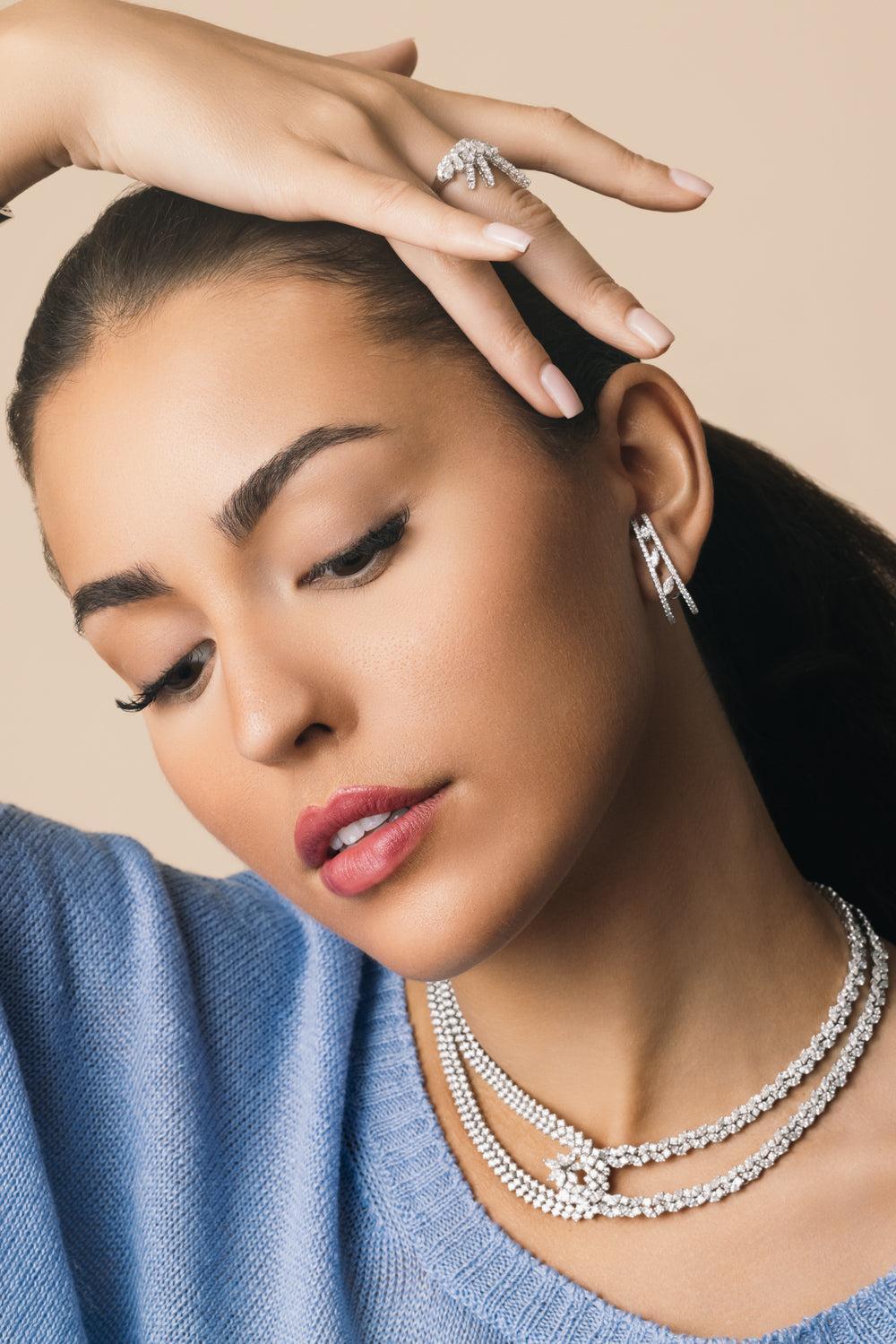 Diamond Inside Hoops-WHITE GOLD-JEWELRYFINE JEWELEARRING-YEPREM JEWELLERY