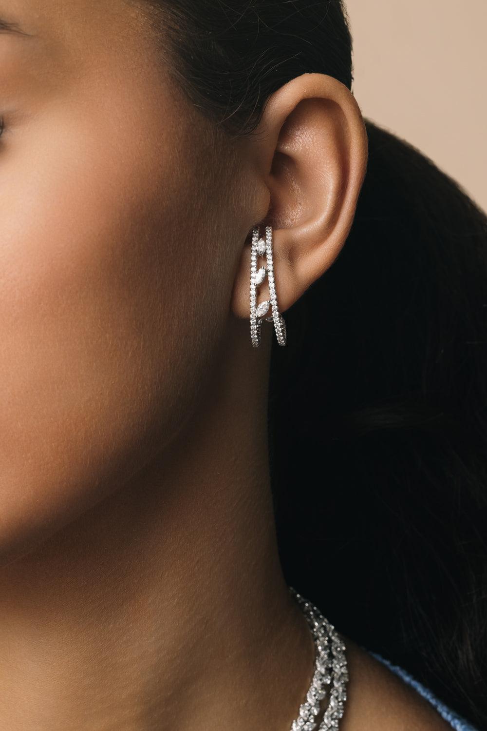 Diamond Inside Hoops-WHITE GOLD-JEWELRYFINE JEWELEARRING-YEPREM JEWELLERY