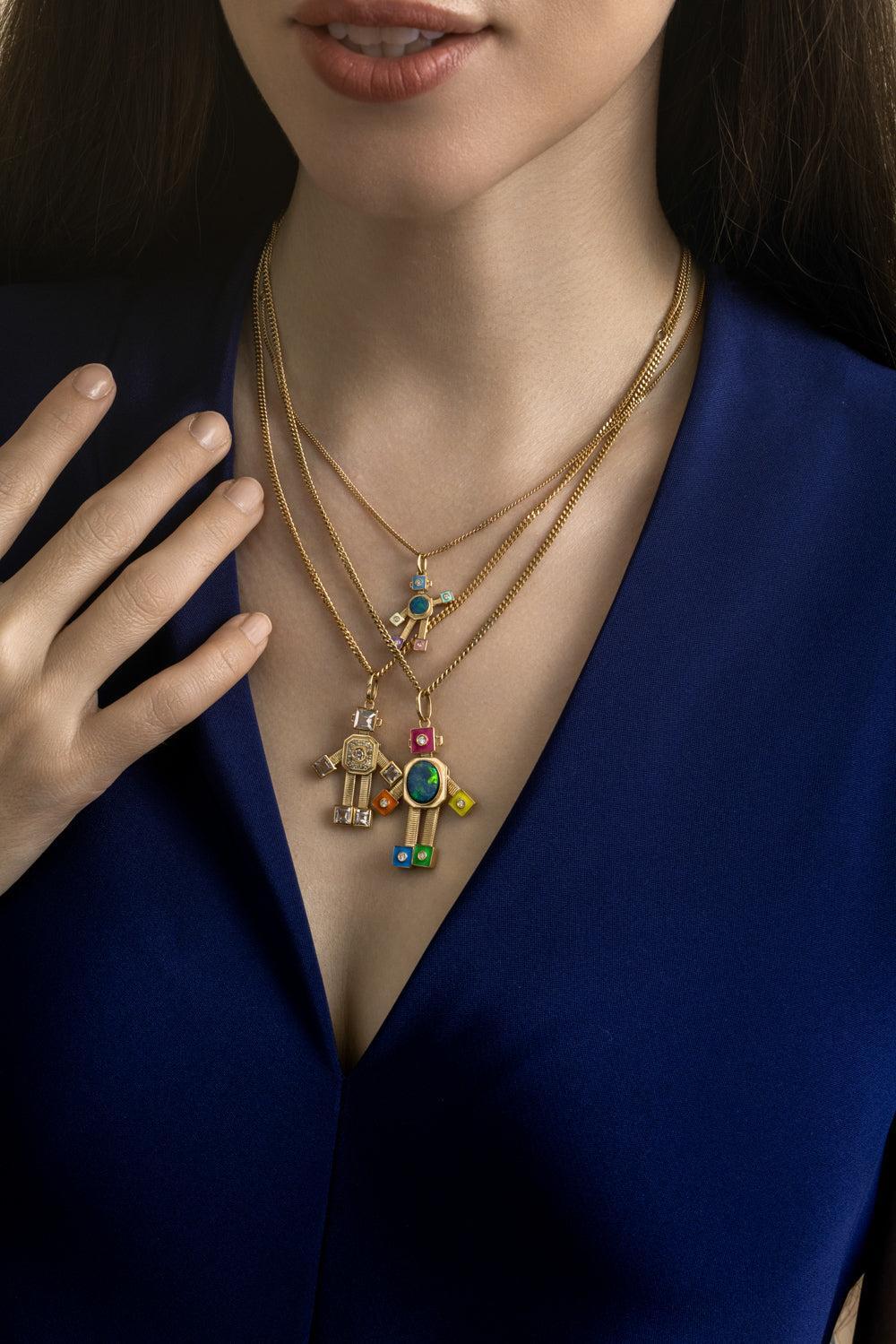 Galaxy Heart Maxi Robot Pendant-YELLOW GOLD-JEWELRYFINE JEWELPENDANT-VAN