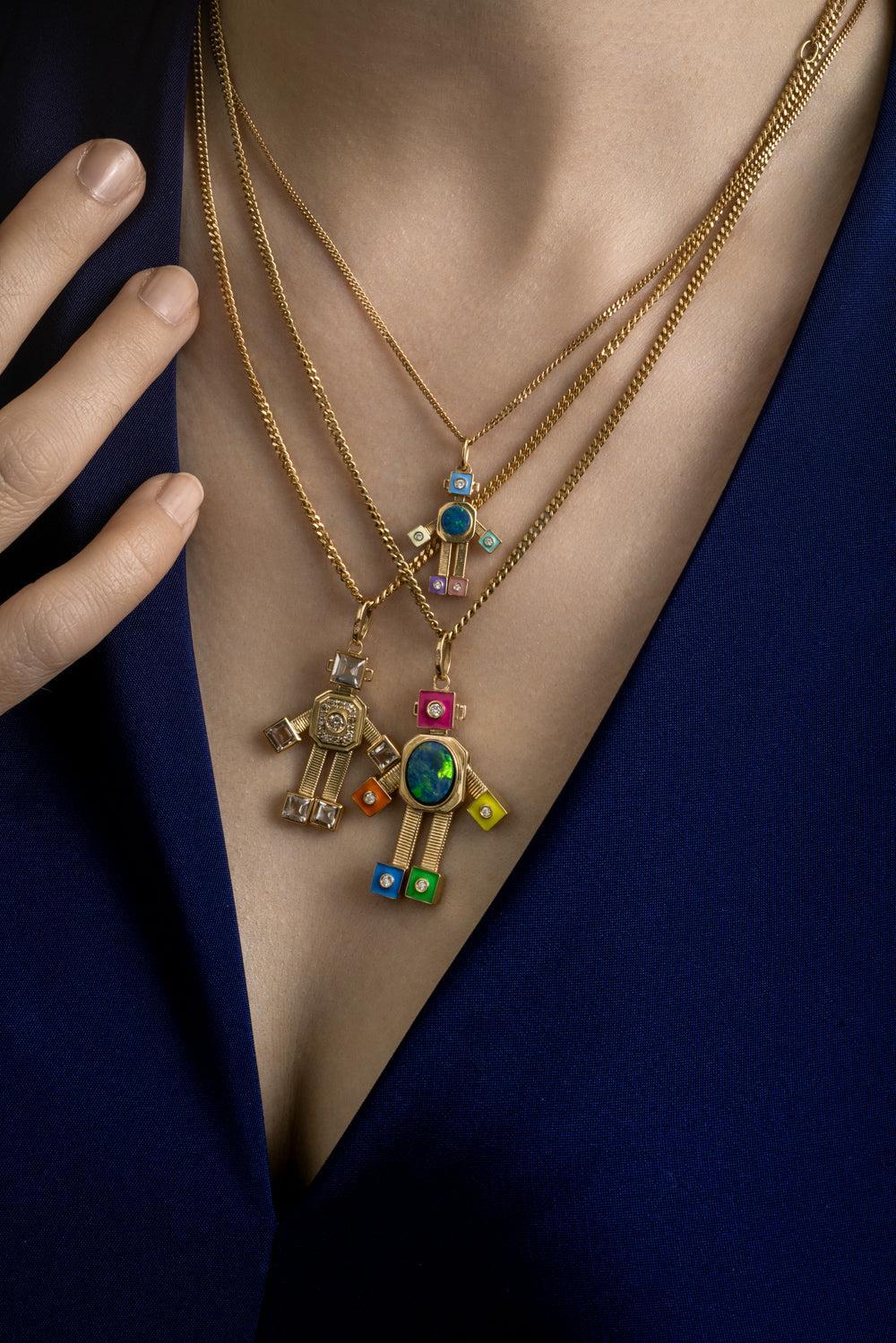 Sogno Heart Midi Robot Pendant-YELLOW GOLD-JEWELRYFINE JEWELPENDANT-VAN