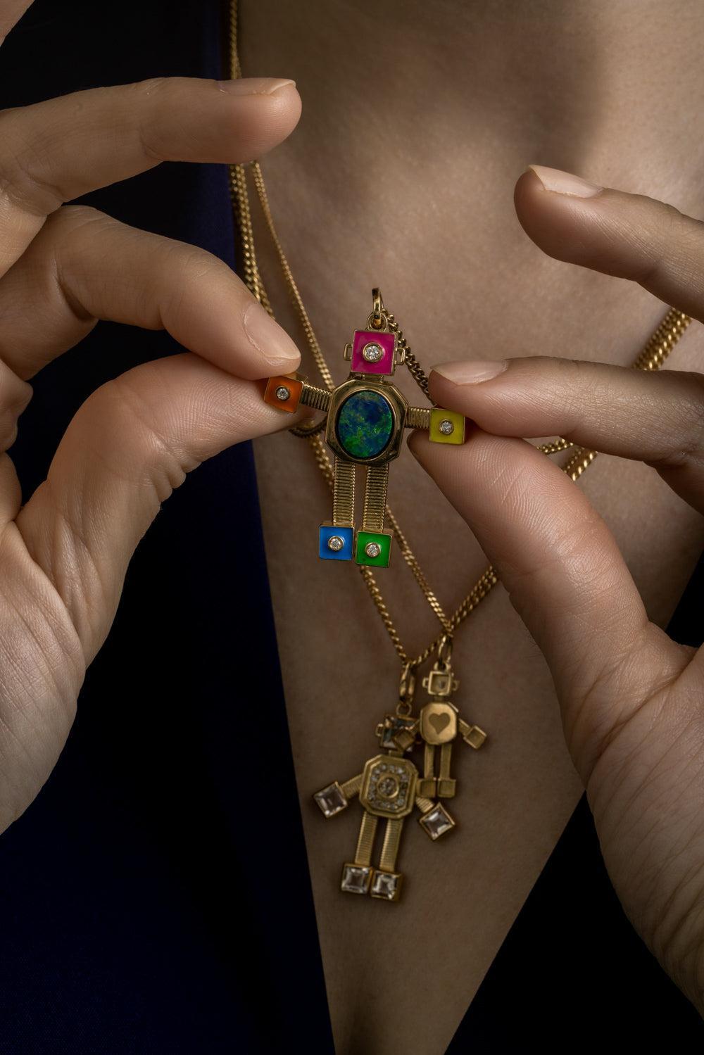 Galaxy Heart Maxi Robot Pendant-YELLOW GOLD-JEWELRYFINE JEWELPENDANT-VAN