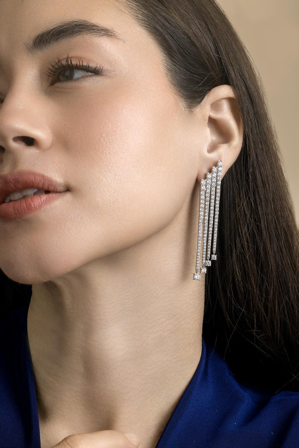 Diamond Drop Earrings-WHITE GOLD-JEWELRYFINE JEWELEARRING-STEFERE