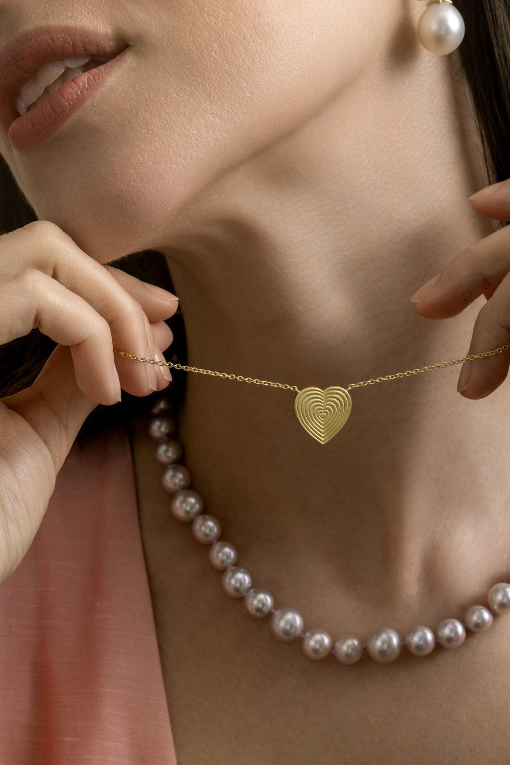 Small Rigid Heart Necklace-YELLOW GOLD-JEWELRYFINE JEWELNECKLACE O-LEIGH MAXWELL