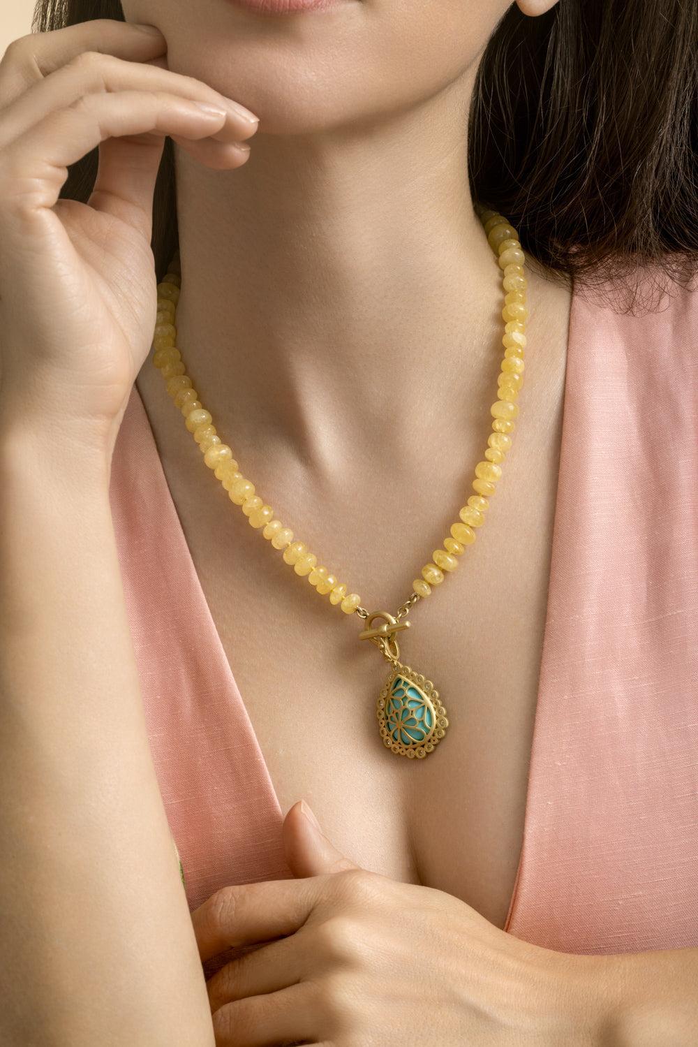 Danburite Bead Necklace-YELLOW GOLD-18-JEWELRYFINE JEWELNECKLACE O-LEIGH MAXWELL