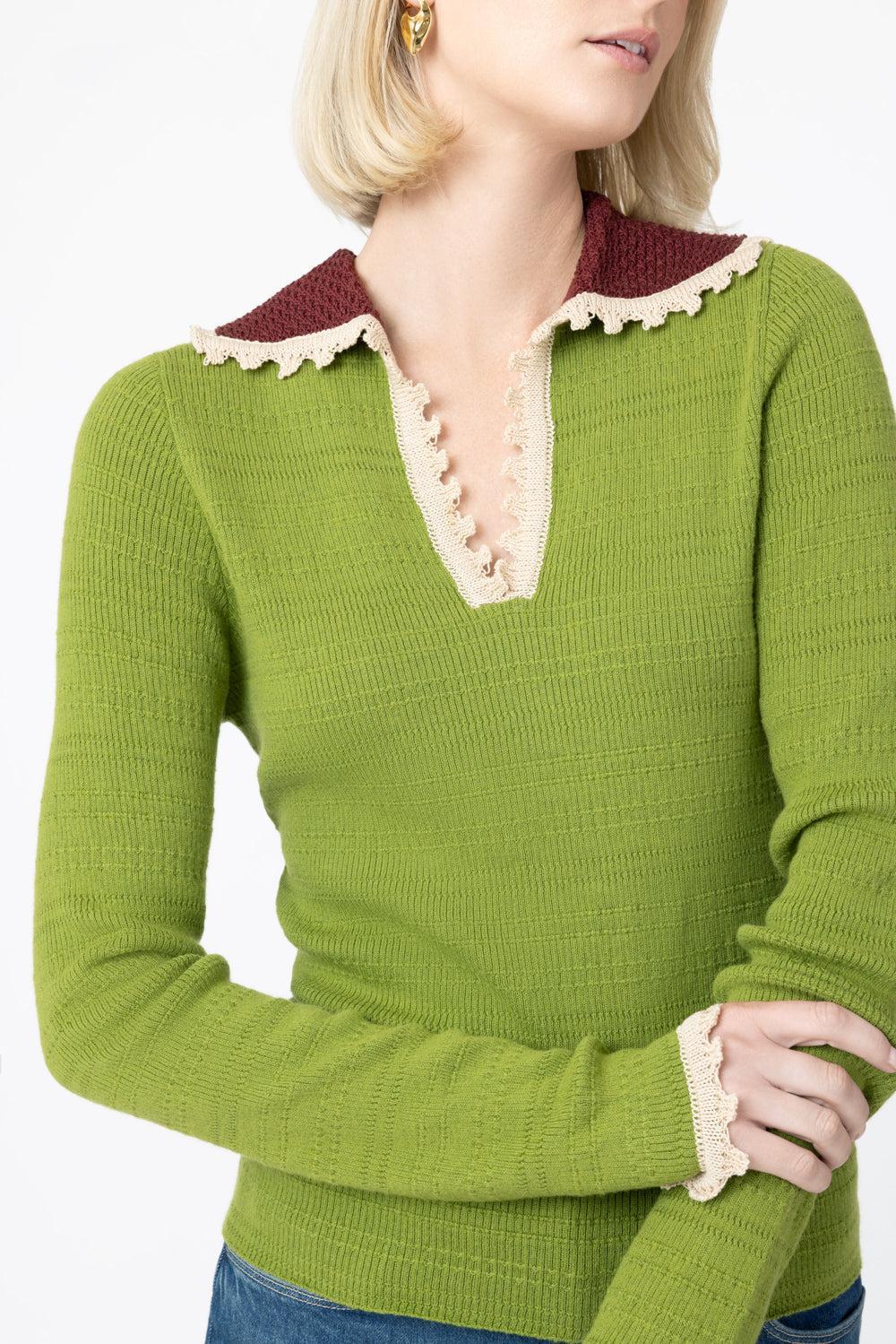 Picket Polo Jumper-GREEN-XS-CLOTHINGTOPSWEATER-LA DOUBLEJ