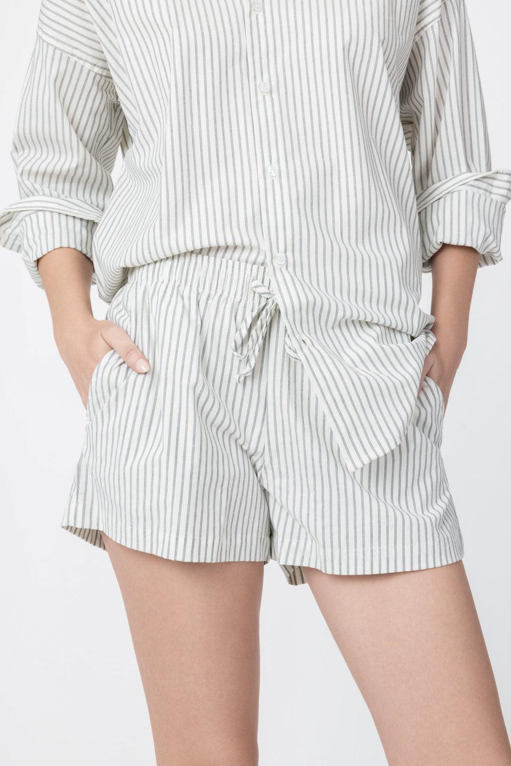  Flutter Short - Ivory Black Stripe-STRIPE-1-CLOTHINGPANTSHORT-The Lady & The Sailor x Marissa Collections 
