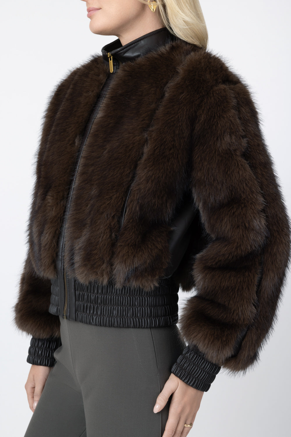 Valiant Faux Fur Jacket-BROWN-1-CLOTHINGJACKETEVENING-ZIMMERMANN