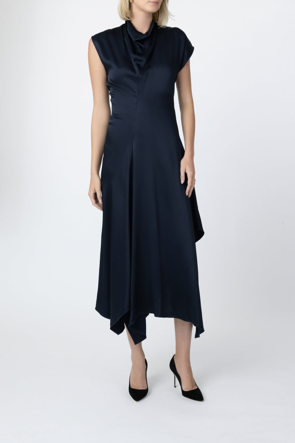  High Neck Drape Midi Dress-BLUE-4-CLOTHINGDRESSCOCKTAIL-VICTORIA BECKHAM 