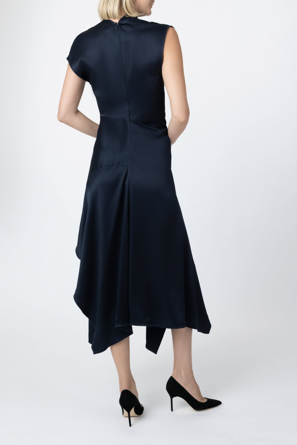  High Neck Drape Midi Dress-BLUE-4-CLOTHINGDRESSCOCKTAIL-VICTORIA BECKHAM 