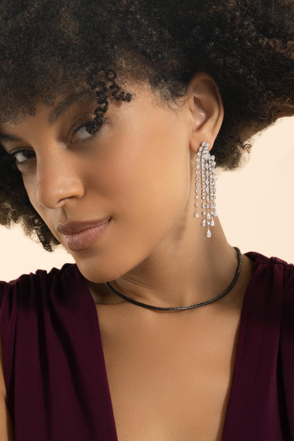 Diamond Drop Chandelier Earrings-WHITE GOLD-JEWELRYFINE JEWELEARRING-STEFERE
