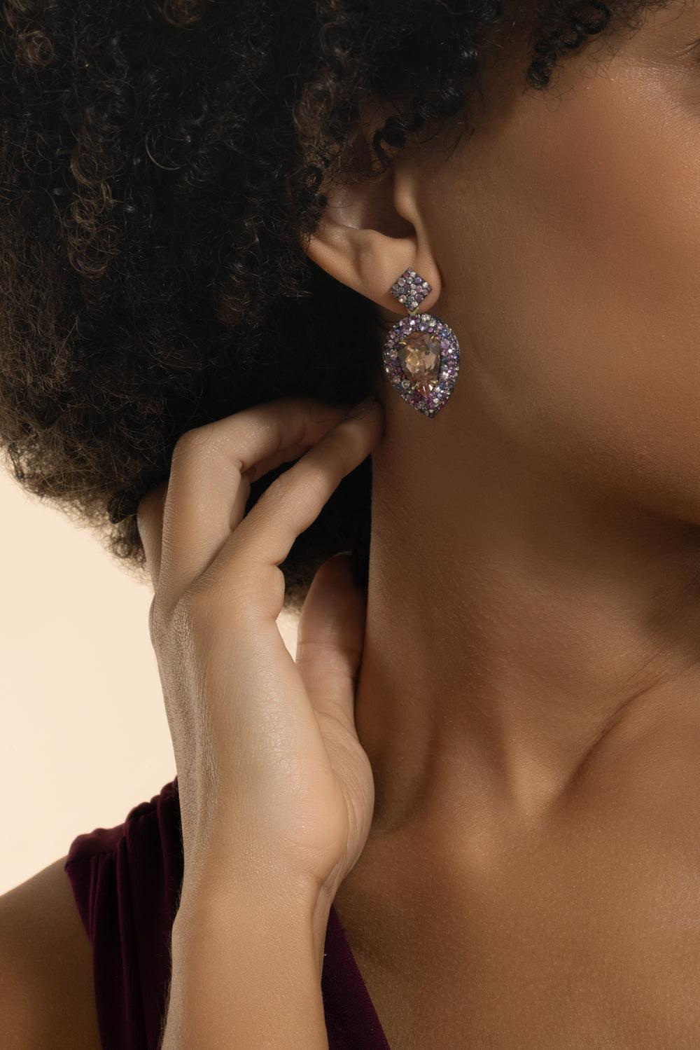 Morganite Purple Sapphire Earrings-YELLOW GOLD-JEWELRYFINE JEWELEARRING-JARED LEHR