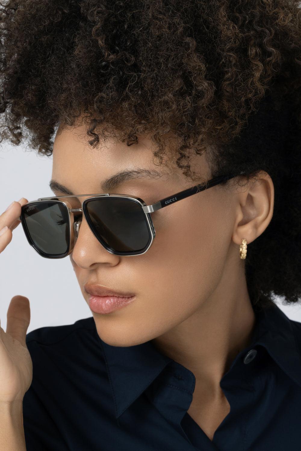  Geometric Navigator Sunglasses-SILVER-ACCESSORIESUNGLASSES-GUCCI 