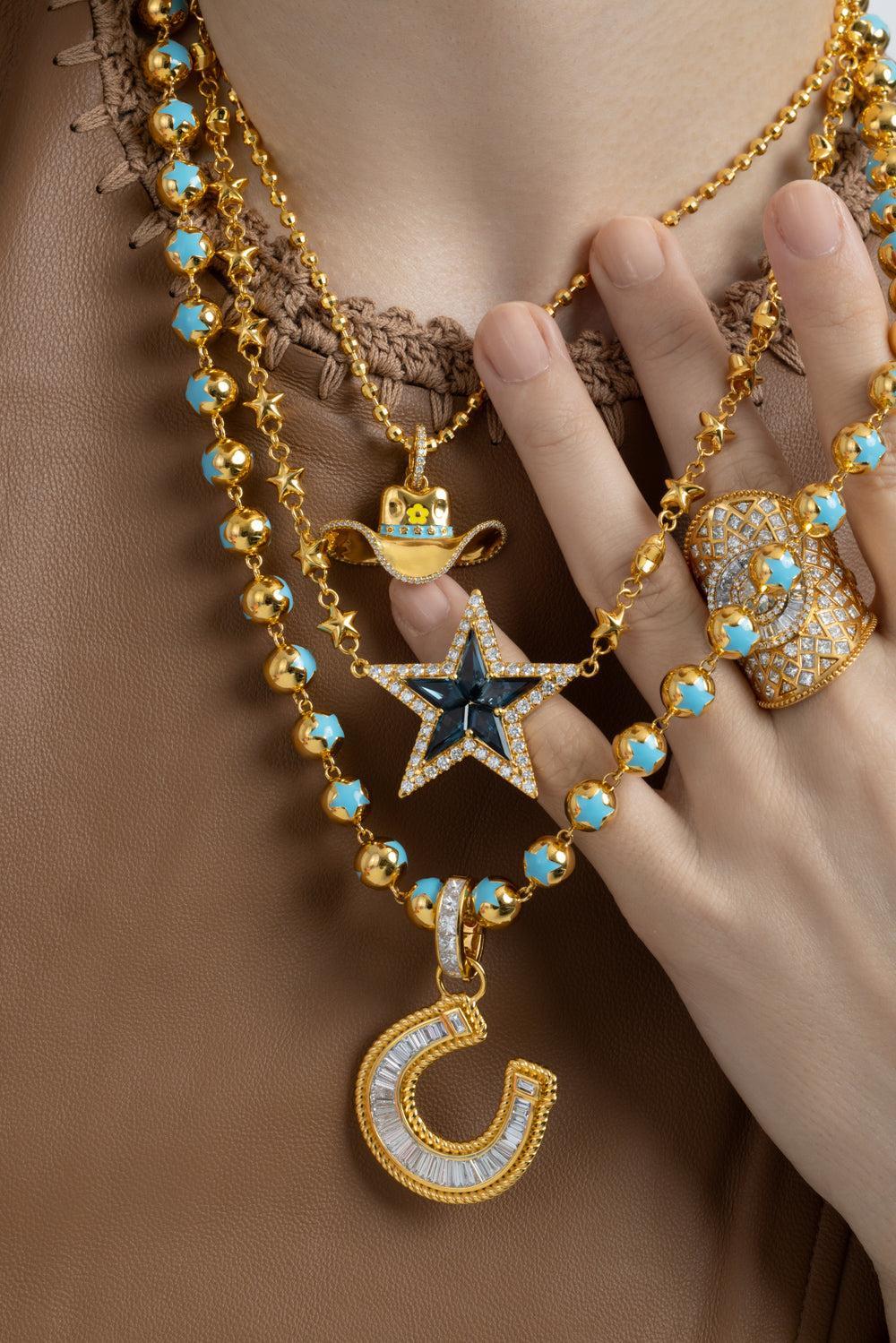  Diamond Horseshoe Pendant-YELLOW GOLD-JEWELRYFINE JEWELPENDANT-BUDDHA MAMA 