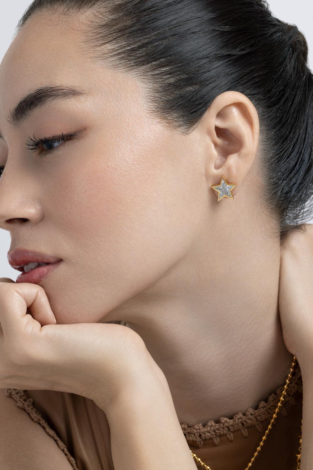 Diamond Star Stud Earrings-YELLOW GOLD-JEWELRYFINE JEWELEARRING-BUDDHA MAMA
