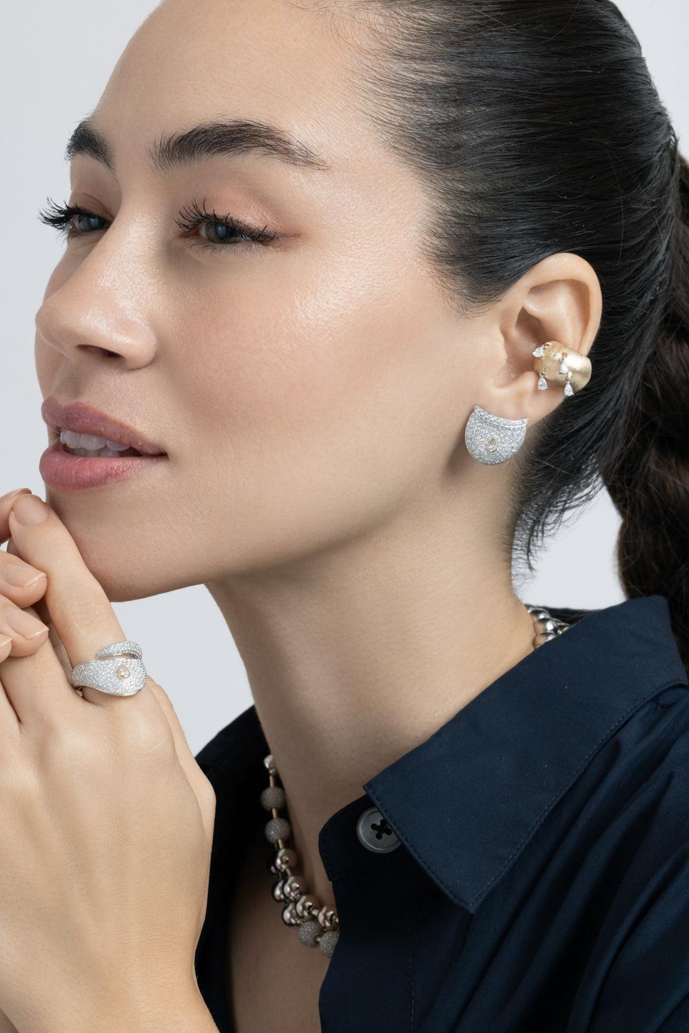  Diamond Full Pave Dune Earring-WHITE GOLD-JEWELRYFINE JEWELEARRING-RAINBOW K 