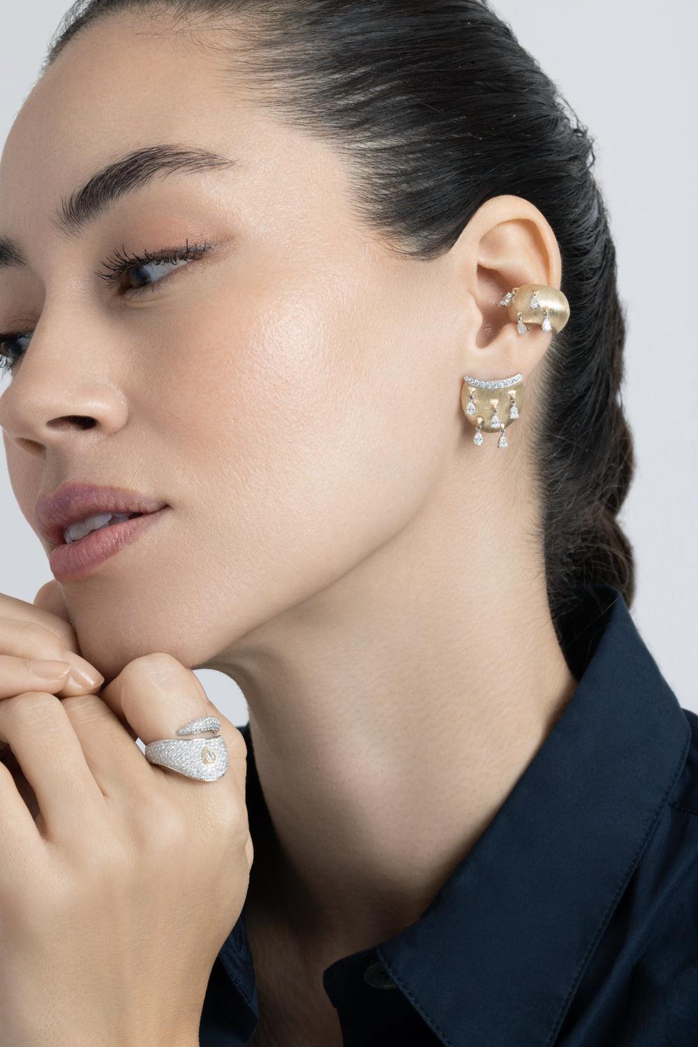 Diamond Dune Pampille Earring-YELLOW GOLD-JEWELRYFINE JEWELEARRING-RAINBOW K