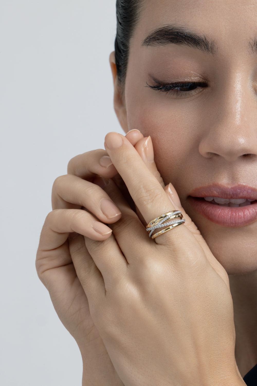  Diamond Orbit Crossover Ring-YELLOW GOLD-6-JEWELRYFINE JEWELRING-KWIAT 