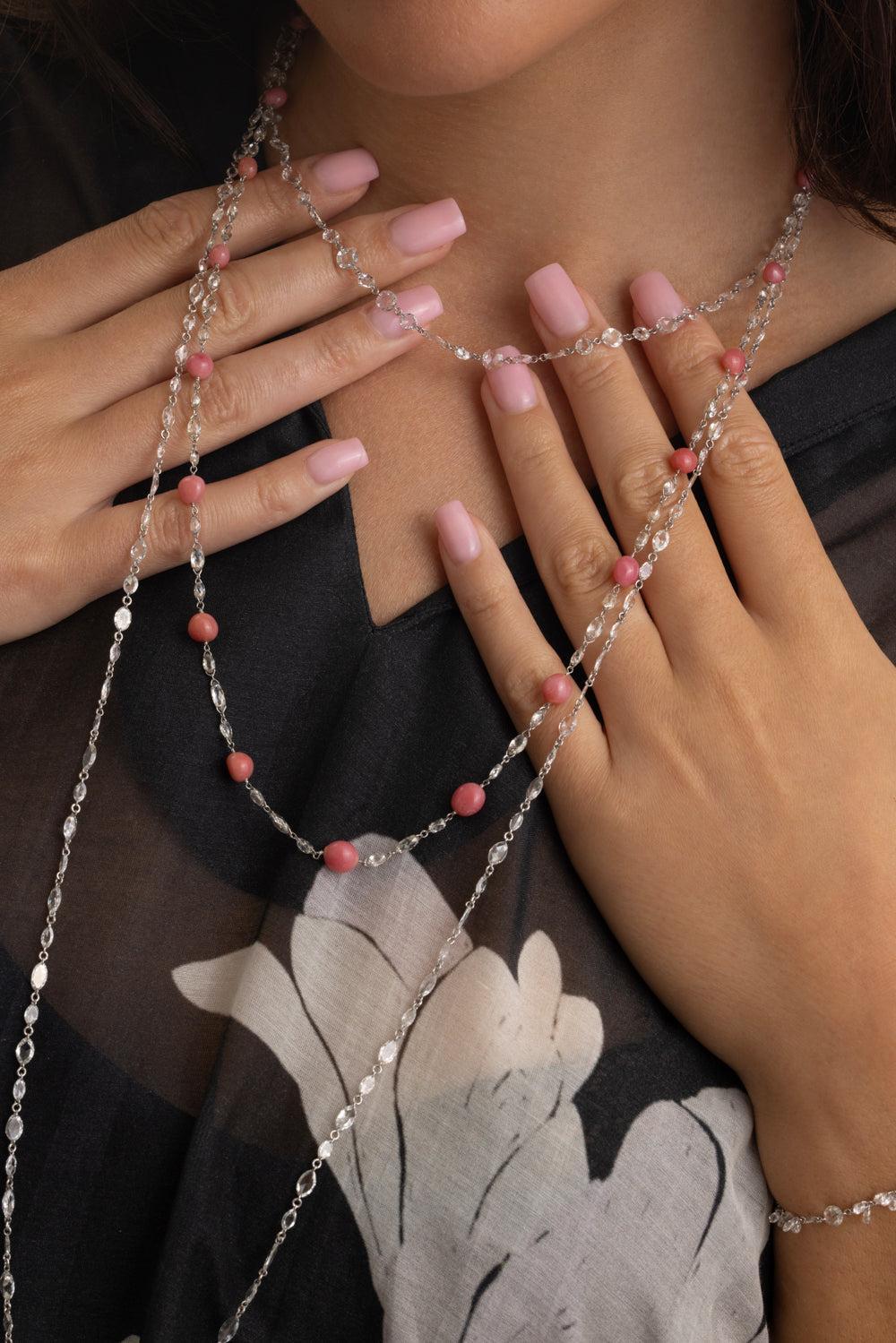 Conch Pearl Luminescent Rose Necklace-WHITE GOLD-24-JEWELRYFINE JEWELNECKLACE O-SABOO FINE JEWELS