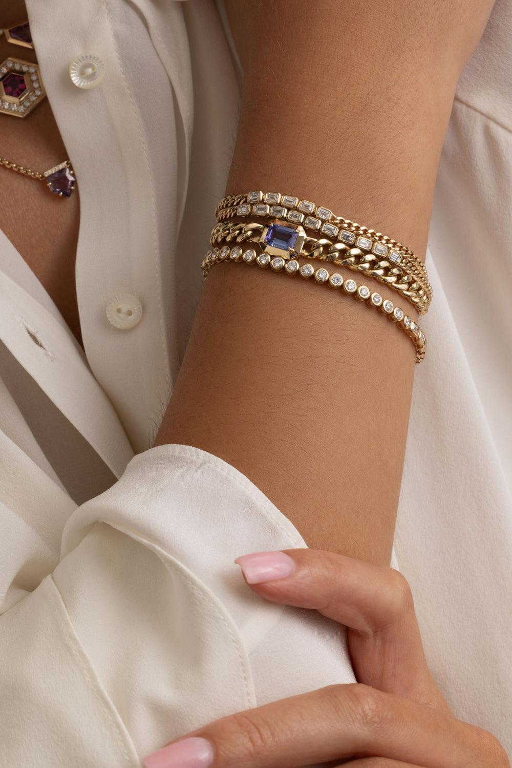 Diamond Ten Bezel Tennis Bracelet-YELLOW GOLD-7-JEWELRYFINE JEWELBRACELET O-ZOE CHICCO