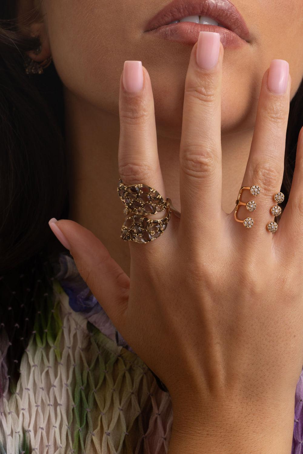Brown Diamond Open Ring-ROSE GOLD-6-JEWELRYFINE JEWELRING-STEFERE