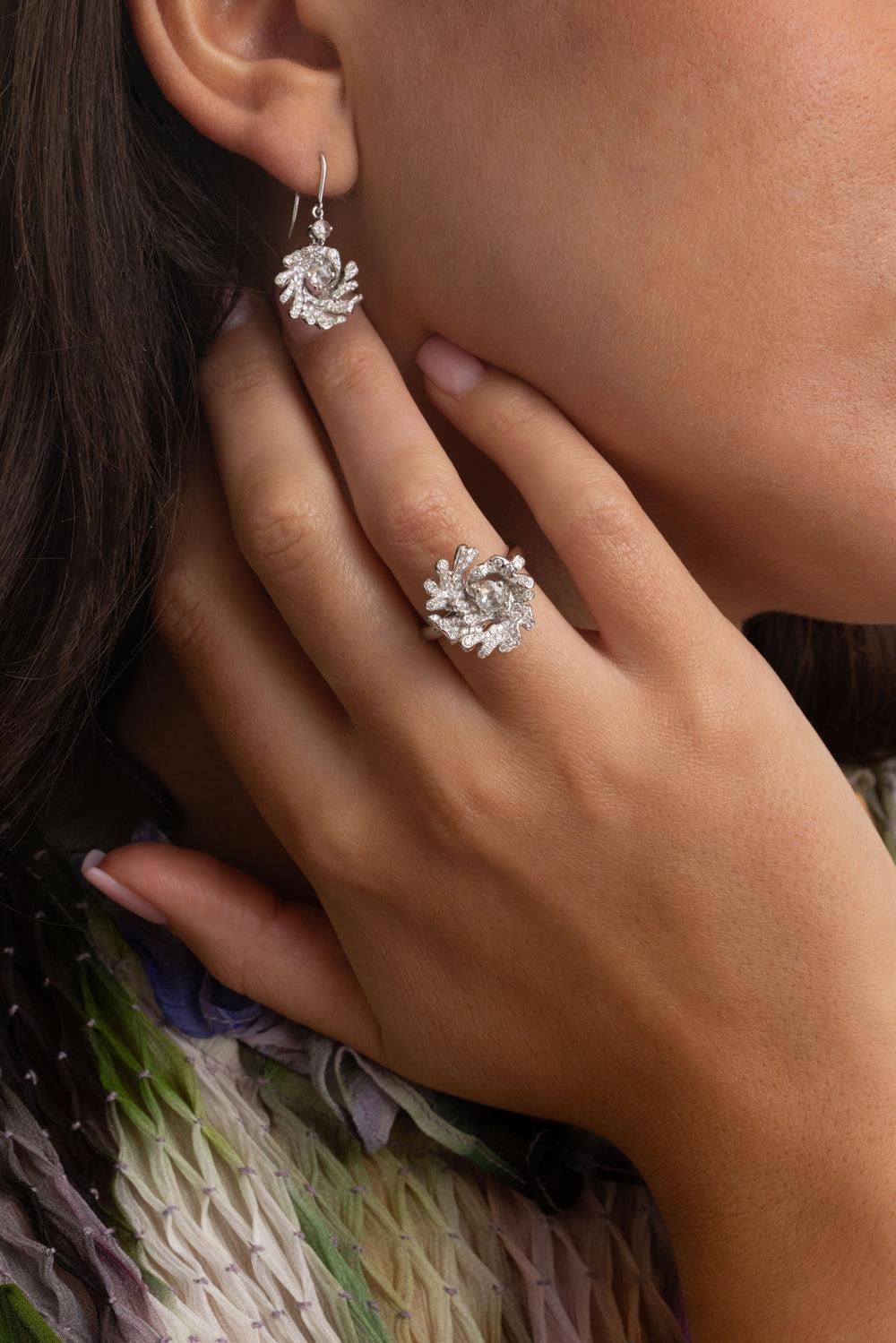 Diamond Tidal Ocean Spray Earrings-WHITE GOLD-JEWELRYFINE JEWELEARRING-NEHA DANI
