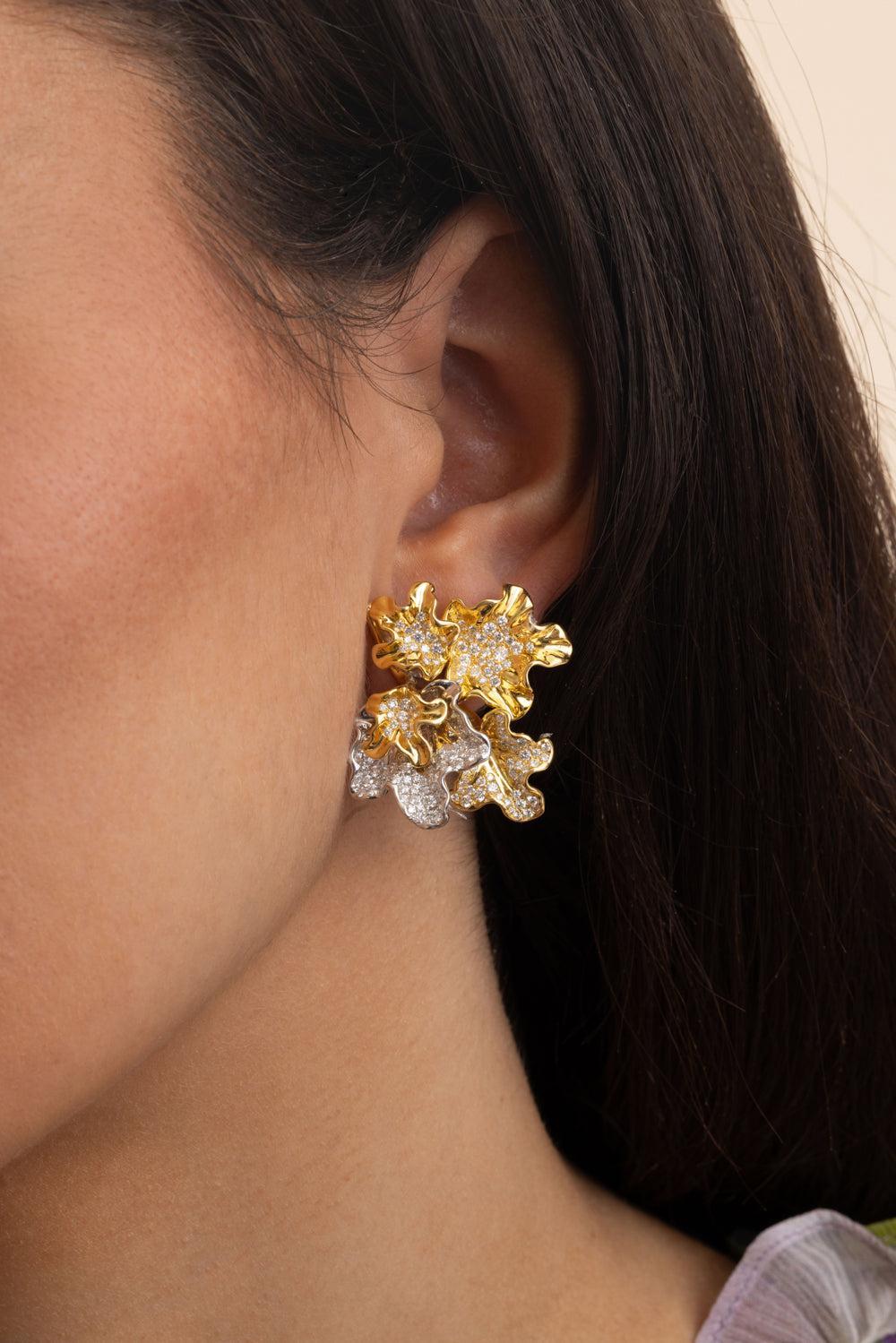 Diamond Feuille Chantal Diamond Earrings-YELLOW GOLD-JEWELRYFINE JEWELEARRING-NEHA DANI