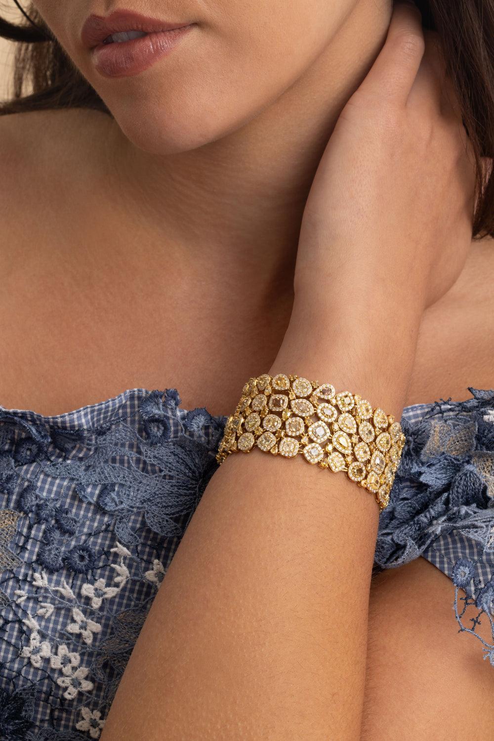 Brilliant Cut Yellow Diamond Bracelet-YELLOW GOLD-JEWELRYFINE JEWELBRACELET O-SUTRA