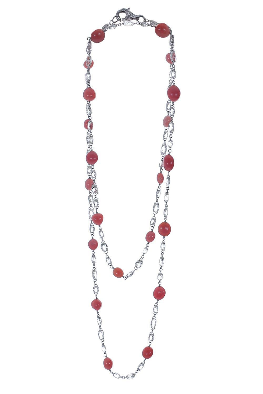 Conch Pearl Luminescent Rose Necklace-WHITE GOLD-24-JEWELRYFINE JEWELNECKLACE O-SABOO FINE JEWELS