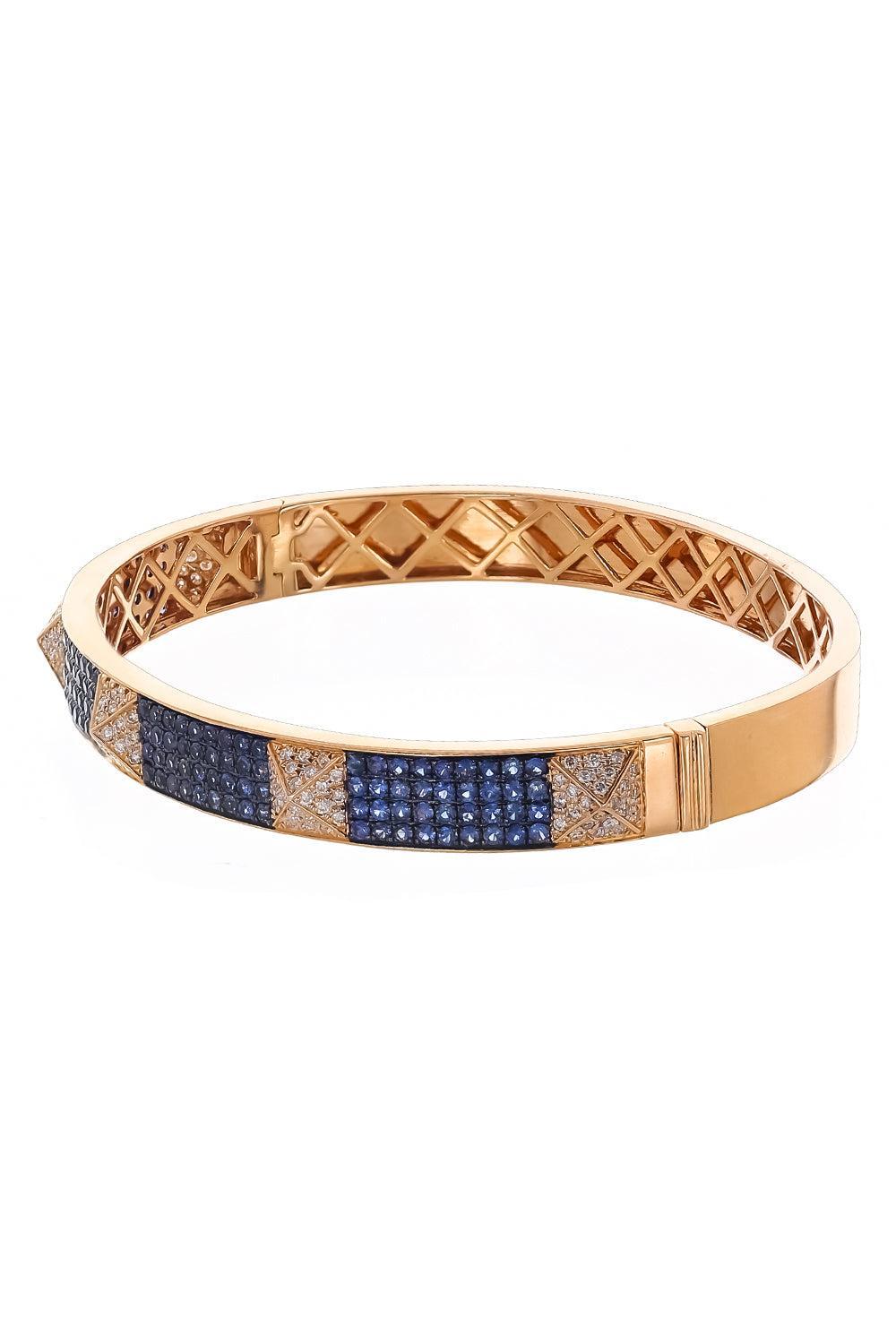 Blue Sapphire Diamond Spike Bangle Bracelet-ROSE GOLD-JEWELRYFINE JEWELBRACELET O-STEFERE