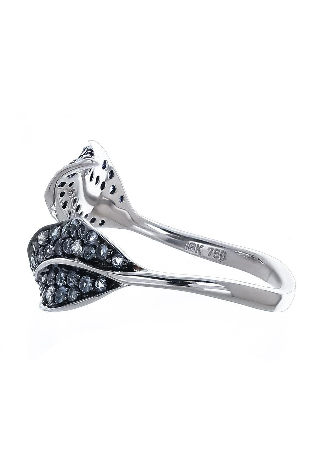 White Diamond Blue Sapphire Garden Ring-WHITE GOLD-7-JEWELRYFINE JEWELRING-STEFERE
