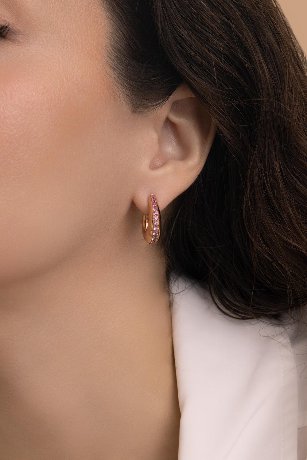 Pink Sapphire Icon Earrings-ROSE GOLD-JEWELRYFINE JEWELEARRING-ANANYA