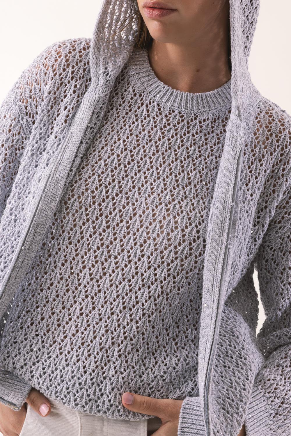 Zip Knit Hoodie-PEARLGRY-XS-CLOTHINGTOPKNITS-ELEVENTY