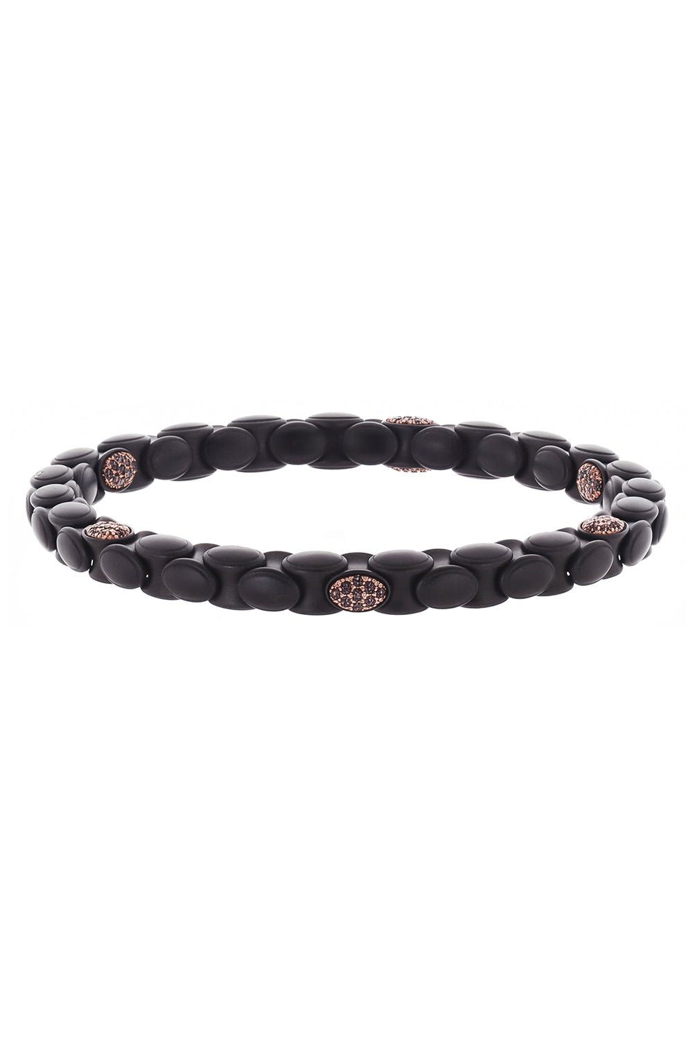 Six Diamond Matte Black Anaconda Stretch Bracelet