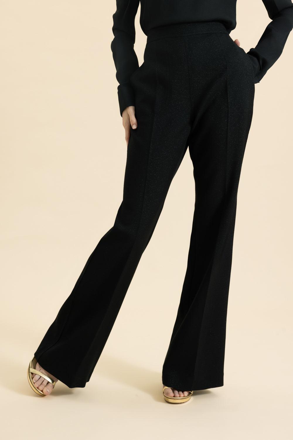 Side Pocket Flare Pant-BLACK-40-CLOTHINGPANTWIDE LEG-GIAMBATTISTA VALLI