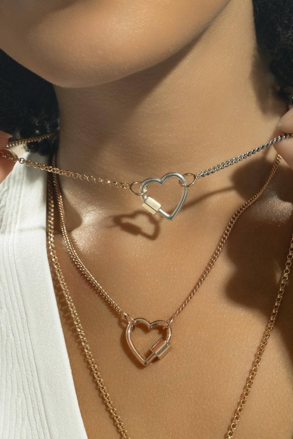 Mixed Up Half And Half Chain Necklace-SS/YG-16-JEWELRYFINE JEWELNECKLACE O-MARLA AARON