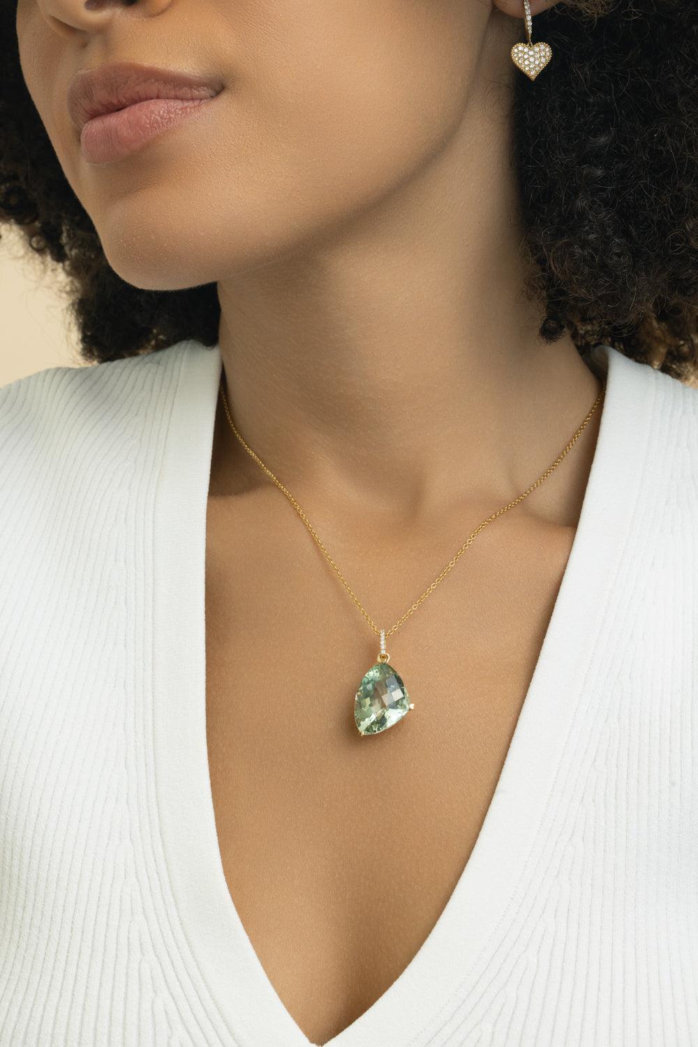 Diamond Quartz Gruen Necklace-YELLOW GOLD-JEWELRYFINE JEWELNECKLACE O-LISA NIK