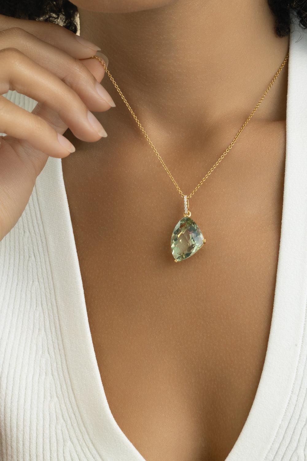 Diamond Quartz Gruen Necklace-YELLOW GOLD-JEWELRYFINE JEWELNECKLACE O-LISA NIK